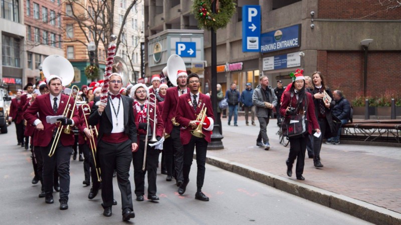 Christmas Caroling with the Harvard University Band